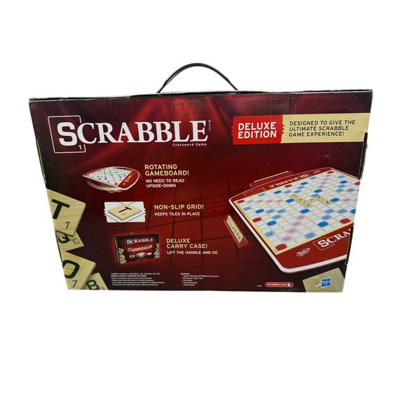New SCRABBLE Deluxe Edition Crossword Game with Rotating Split Board COMPLETE - Picture 2 of 2